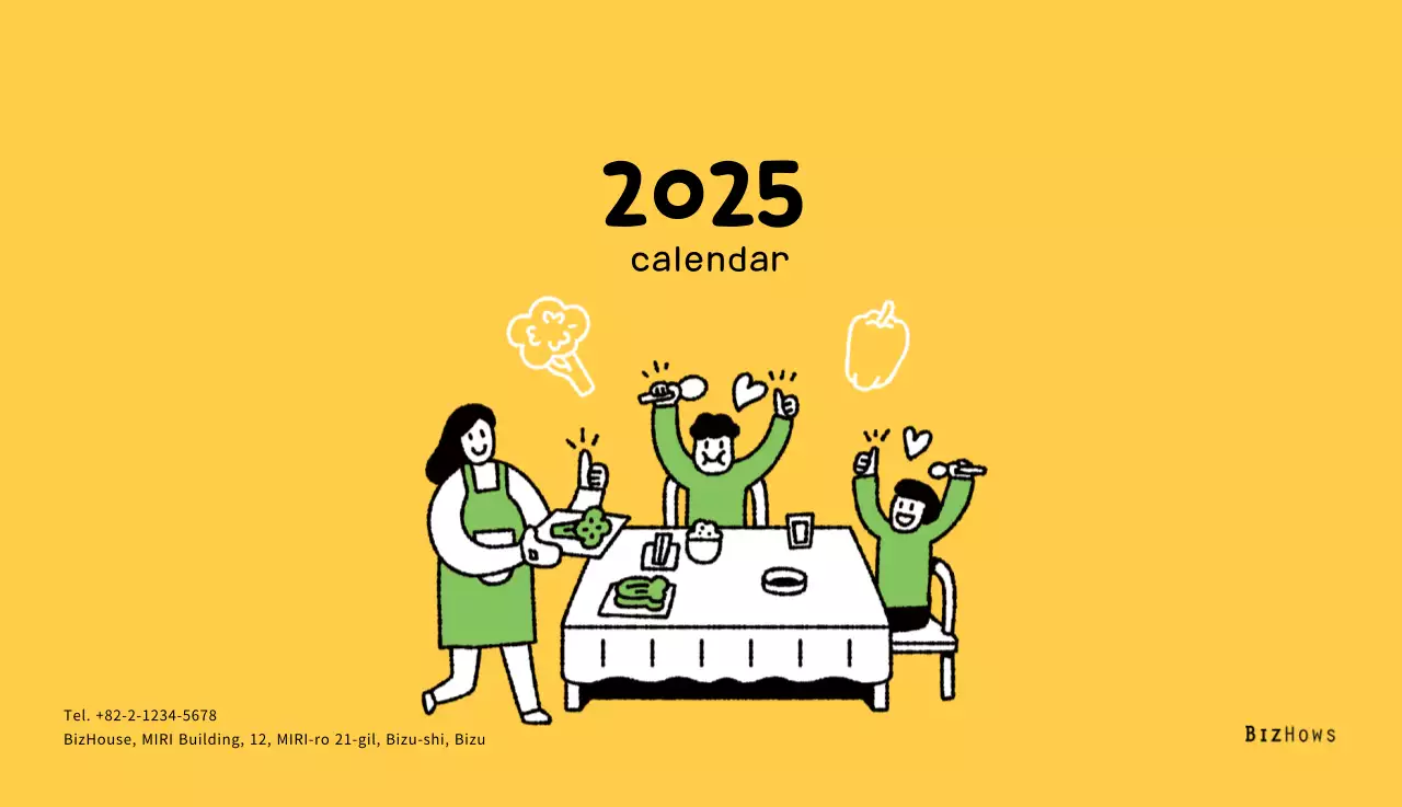 New Year's calendar with cute illustrations