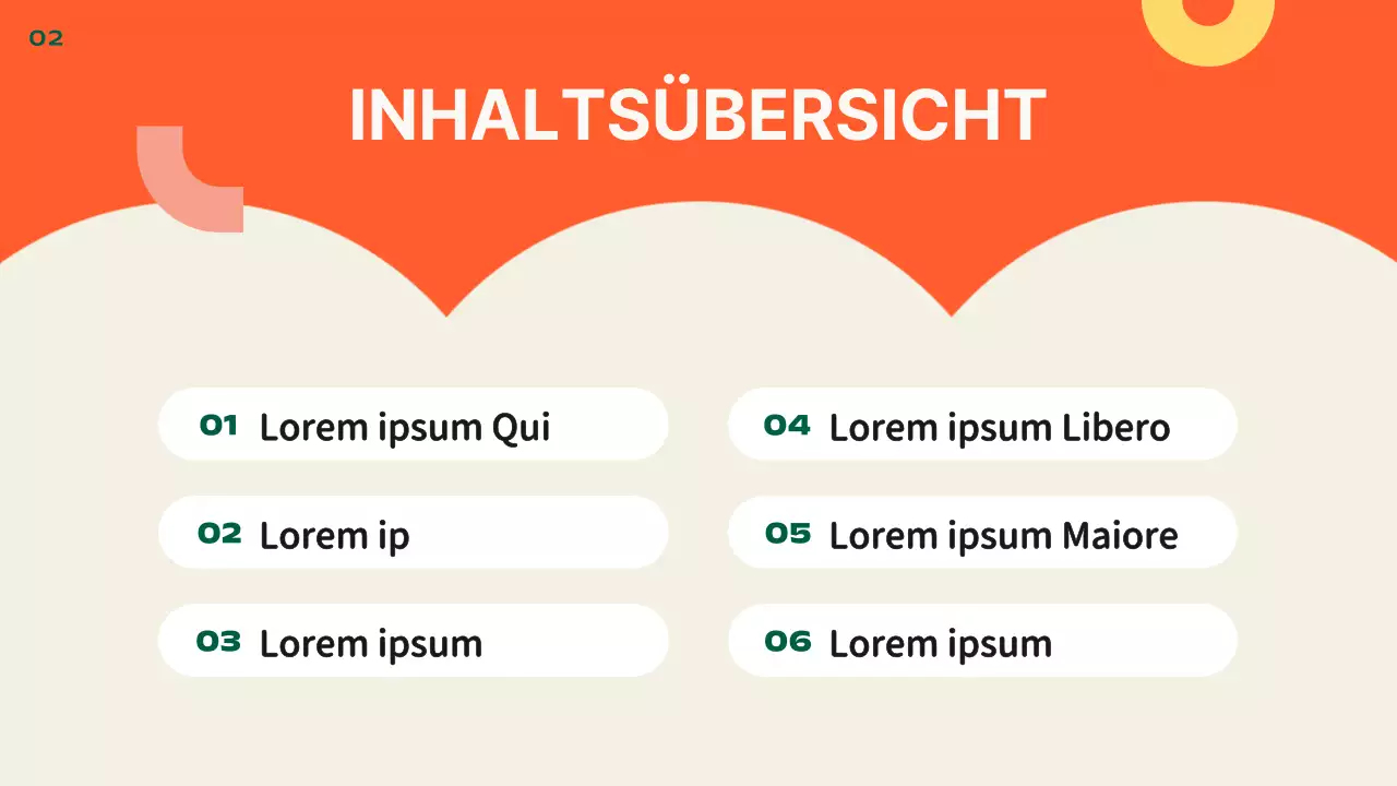 Kitschige Standard-Layout-Darstellung in Orange und Gelb