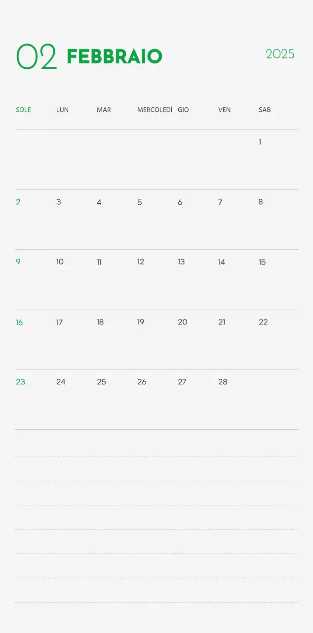 Un calendario con la foto di un cucciolo e un simpatico messaggio in colore verde.
