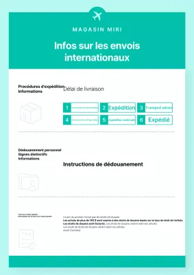 Un simple avis d'expédition international en blanc et menthe