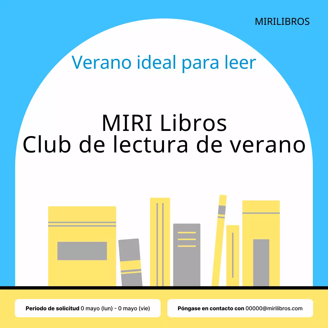 Promueva un club de lectura minimalista de verano en amarillo y azul