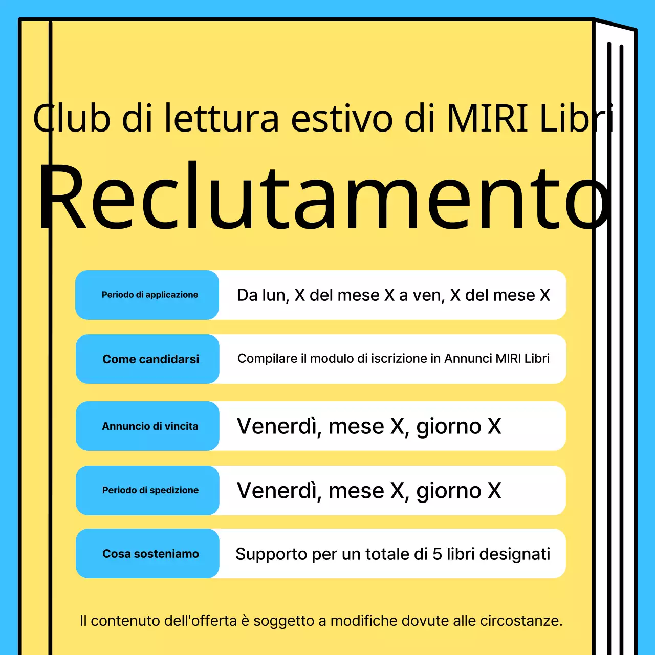 Promuovere un club del libro estivo minimalista in giallo e blu