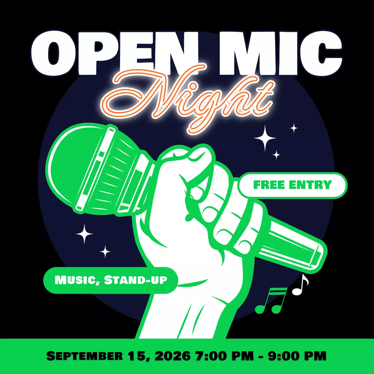 검정과 네온의 사이버 마이크 공지