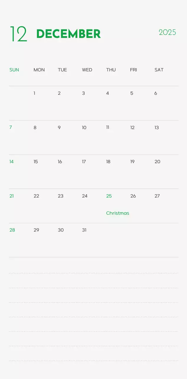 A calendar with a puppy photo and cute message in a green accent color