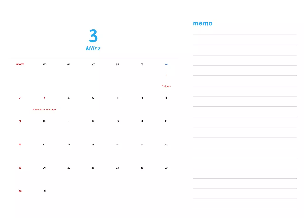 Neujahrskalender mit niedlichen Illustrationen
