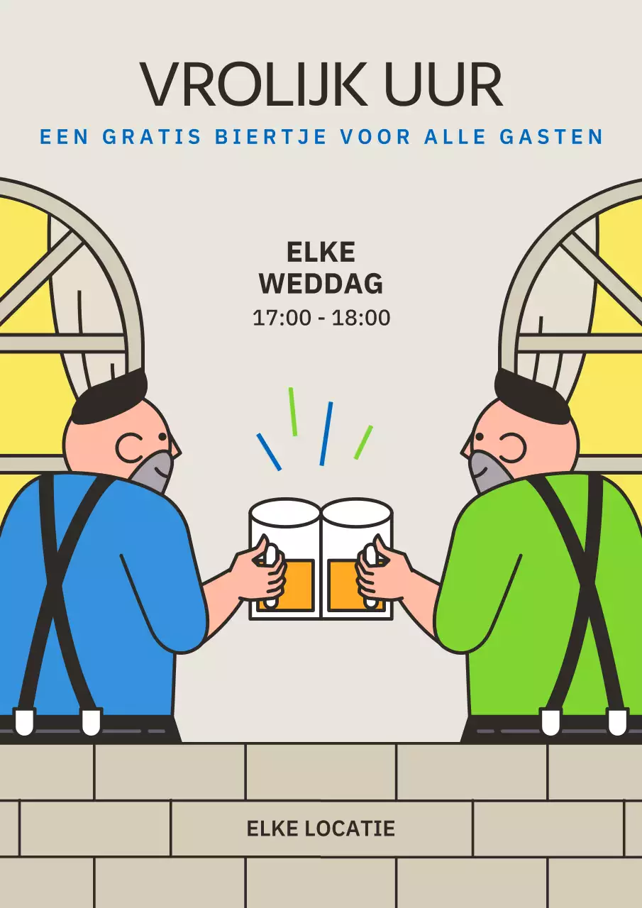 Promoot een modern happy hour in blauw en limoengroen