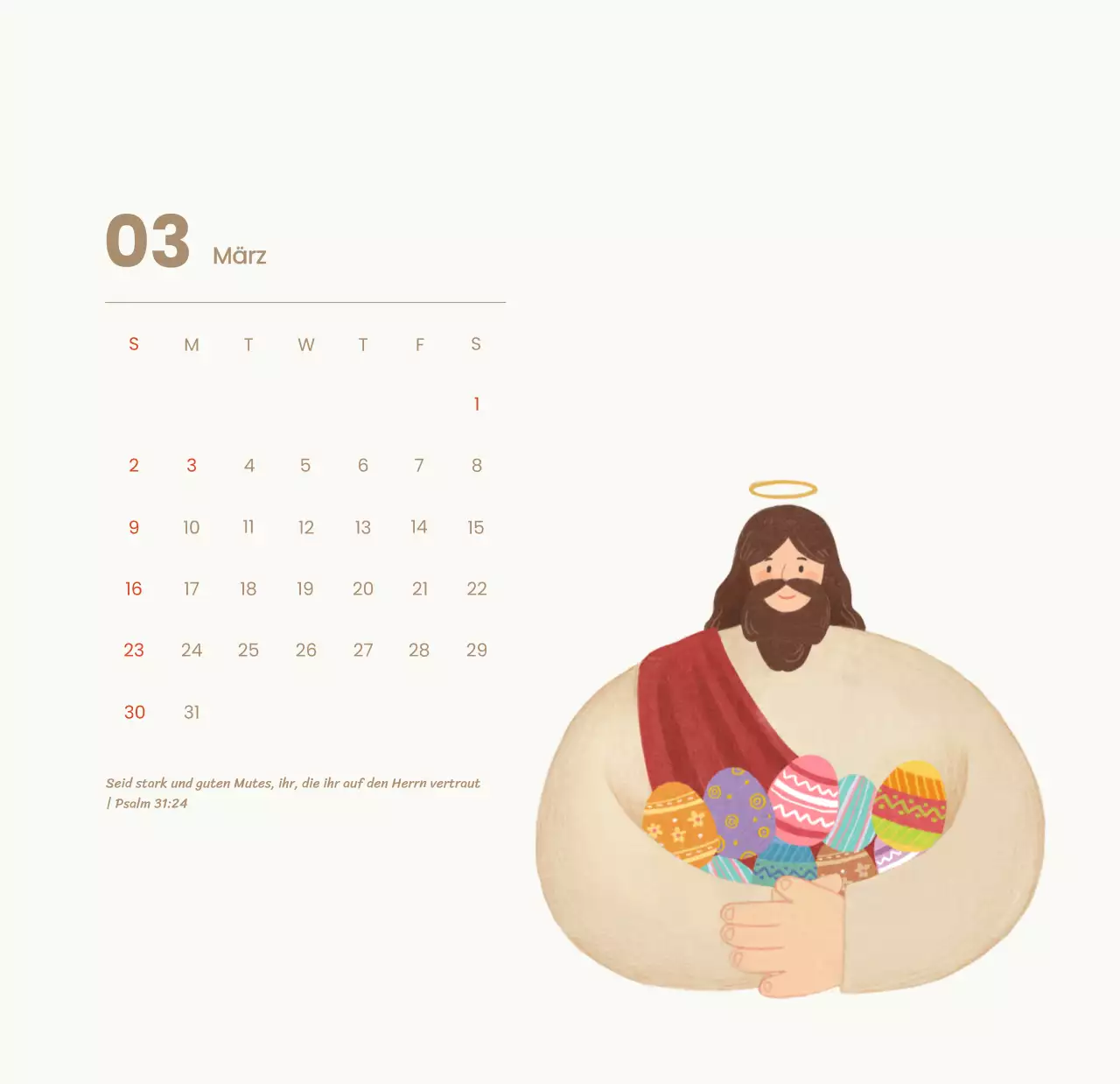 Ein Andachtskalender mit gemütlichen Illustrationen und Bibelversen auf hellblauem Hintergrund