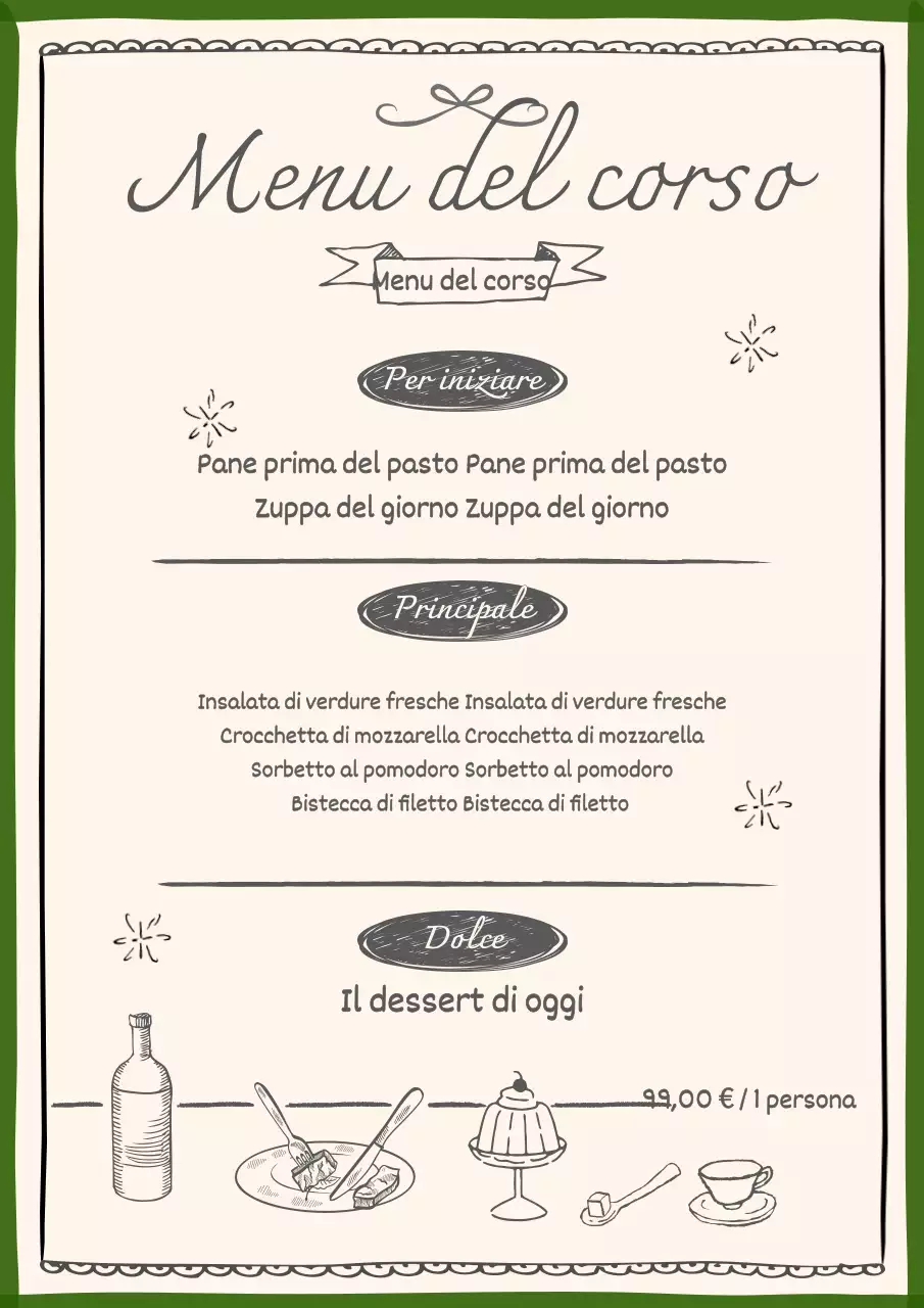 Una collezione di lavagne per menu di ristoranti di tendenza in verde e avorio