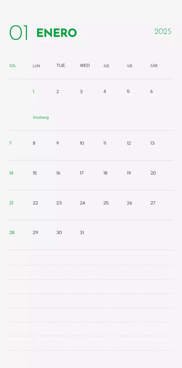 Un calendario con una foto de un cachorro y un bonito mensaje en color verde