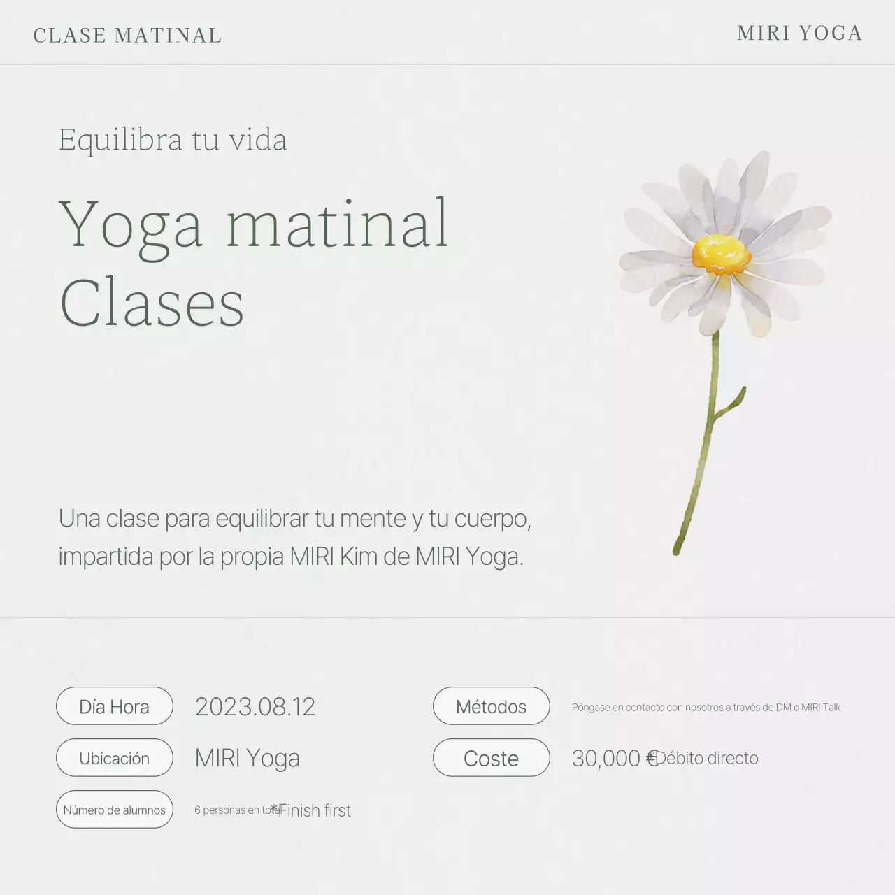 Post sobre las clases de yoga de verano de Grey's Nature