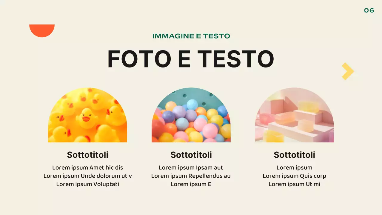 Presentazione kitsch del layout predefinito in arancione e giallo