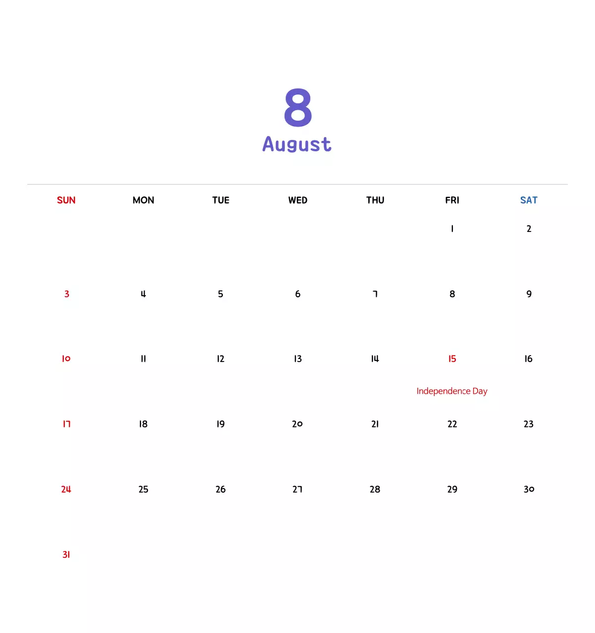 New Year's calendar with cute illustrations