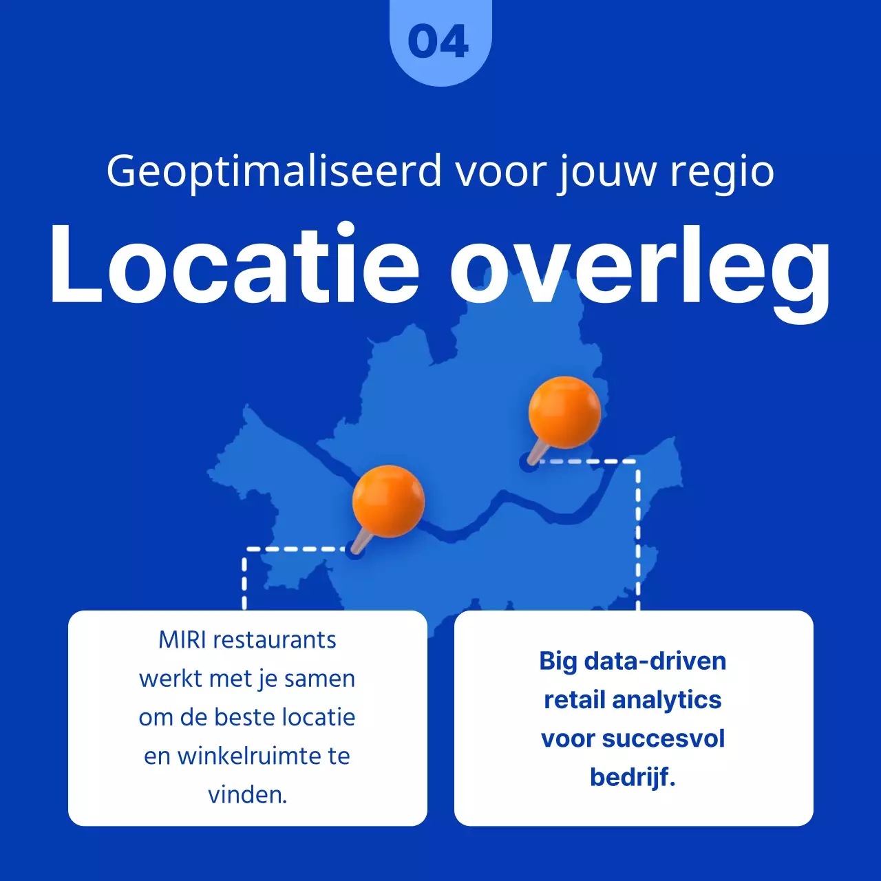 Een strak blauw en oranje franchiseveld