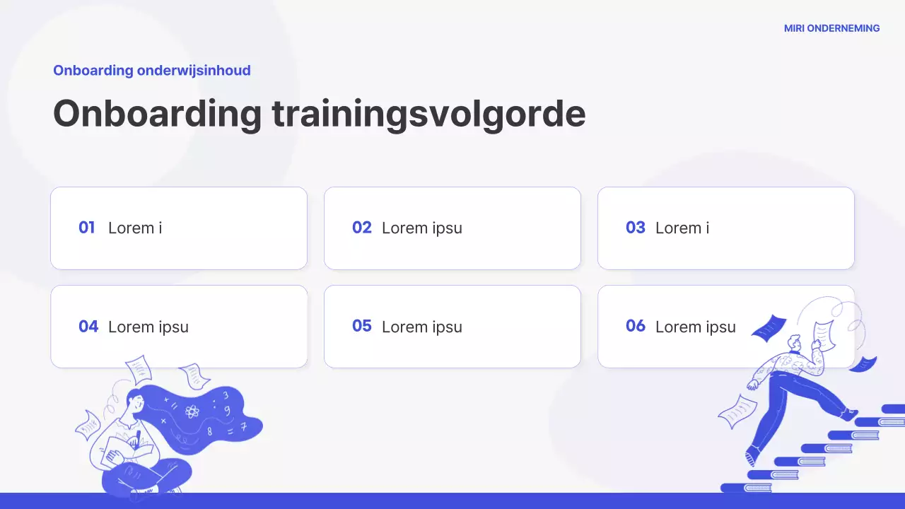 Eenvoudige inwerktraining in blauw
