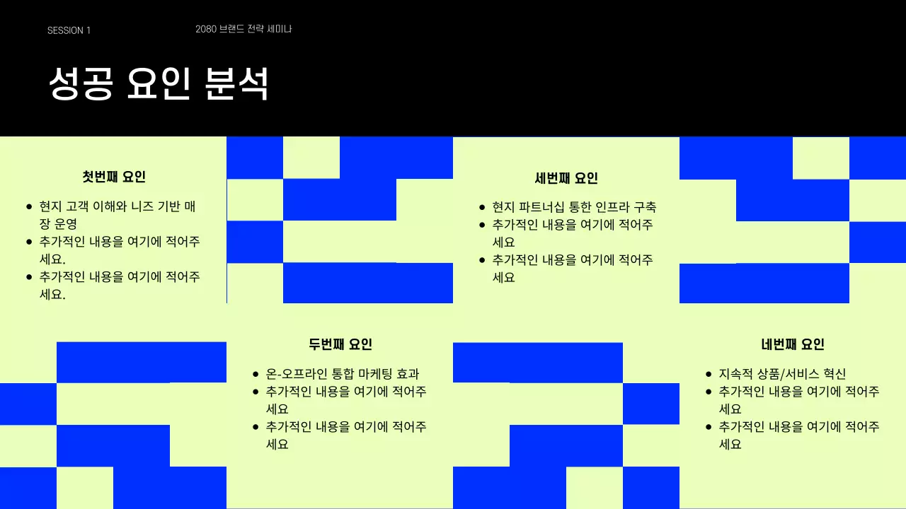 파랑과 연두색의 트렌드한 작은 브랜드 사례 공유 발표자료