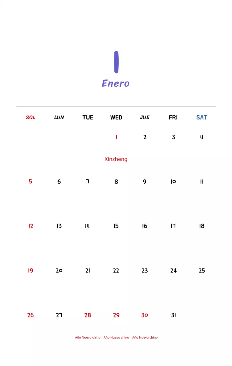 Calendario de Año Nuevo con simpáticas ilustraciones