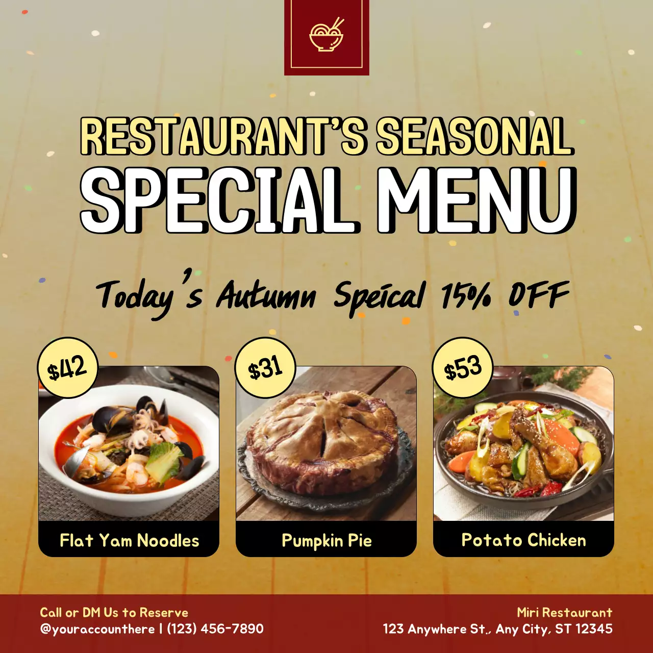 Beige Rustic Menu Promotion Social Media Post