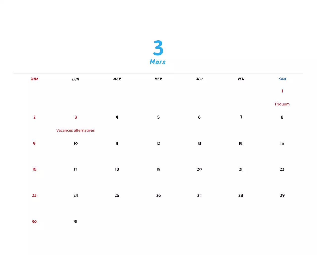 Calendrier du Nouvel An avec de jolies illustrations