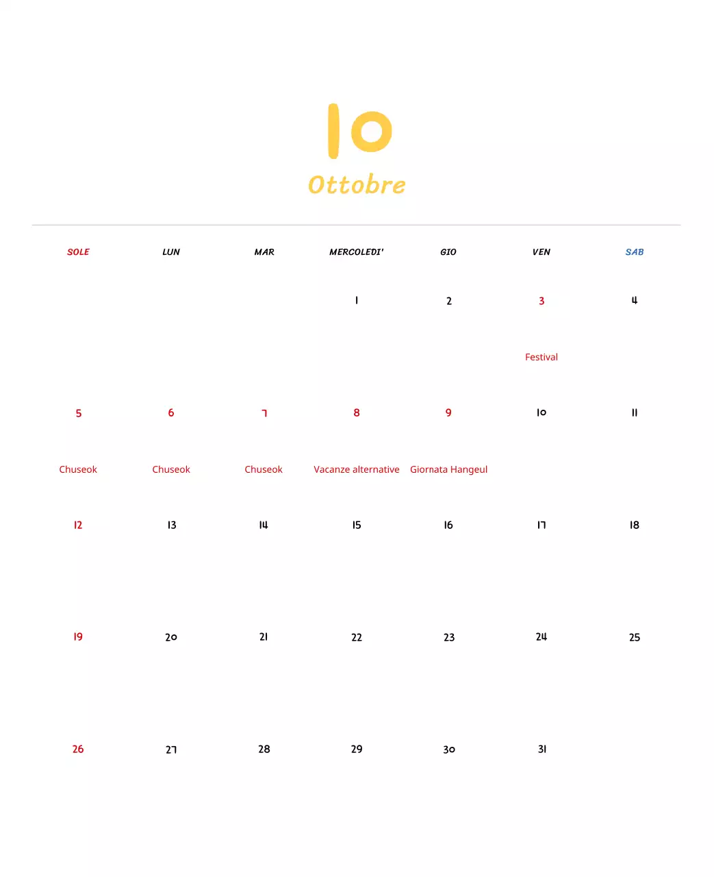 Calendario di Capodanno con simpatiche illustrazioni