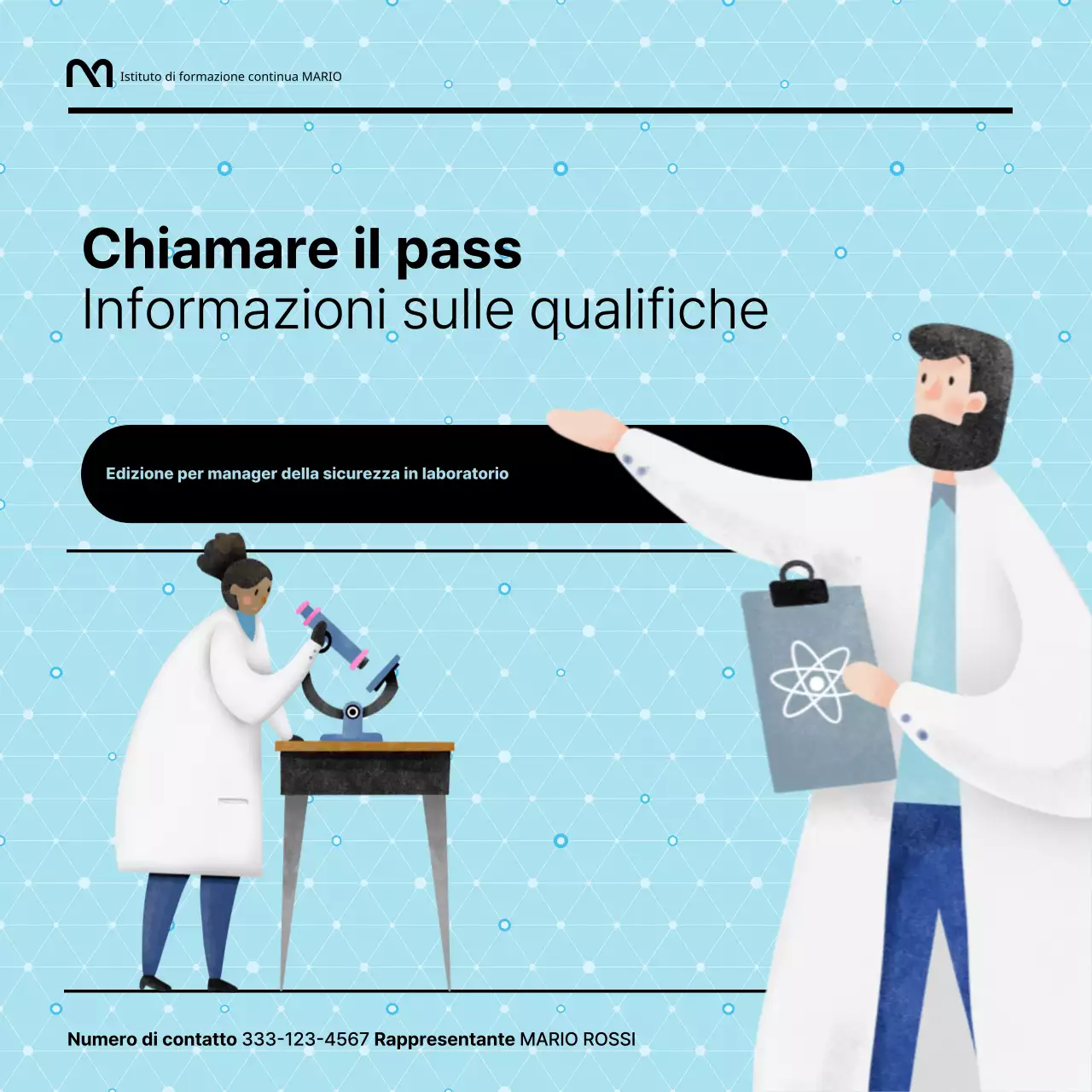 Guida semplice alla certificazione degli addetti alla sicurezza in laboratorio in nero e azzurro