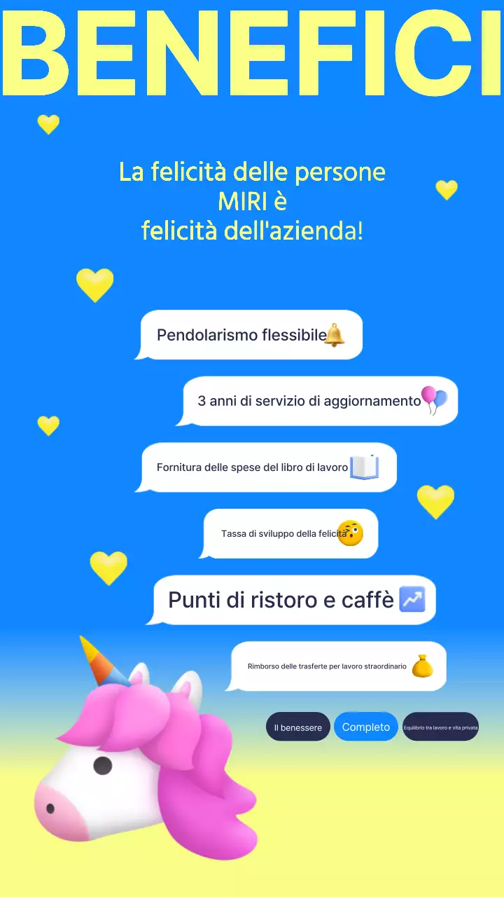 Un simpatico annuncio di reclutamento blu e giallo