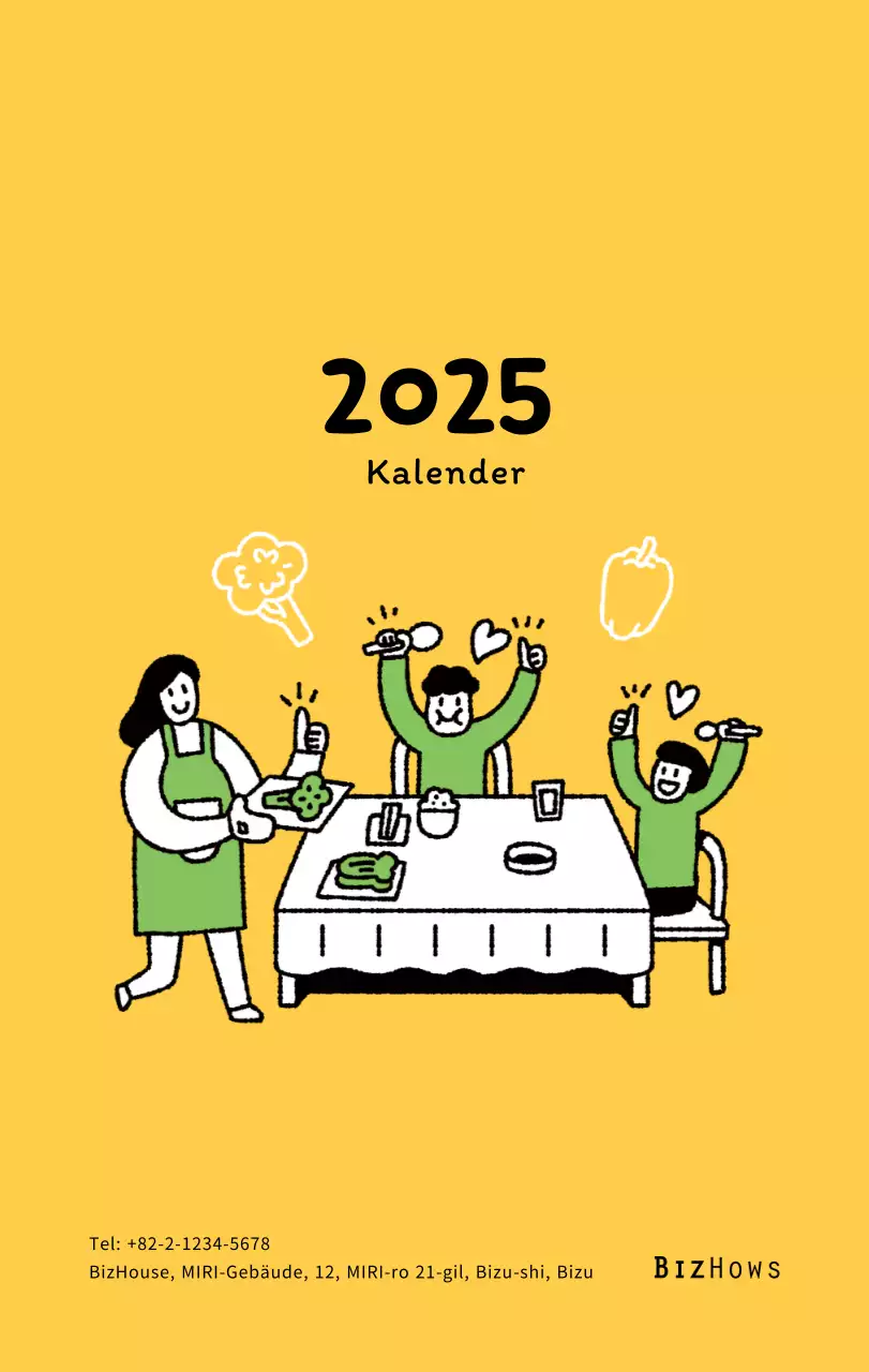 Neujahrskalender mit niedlichen Illustrationen