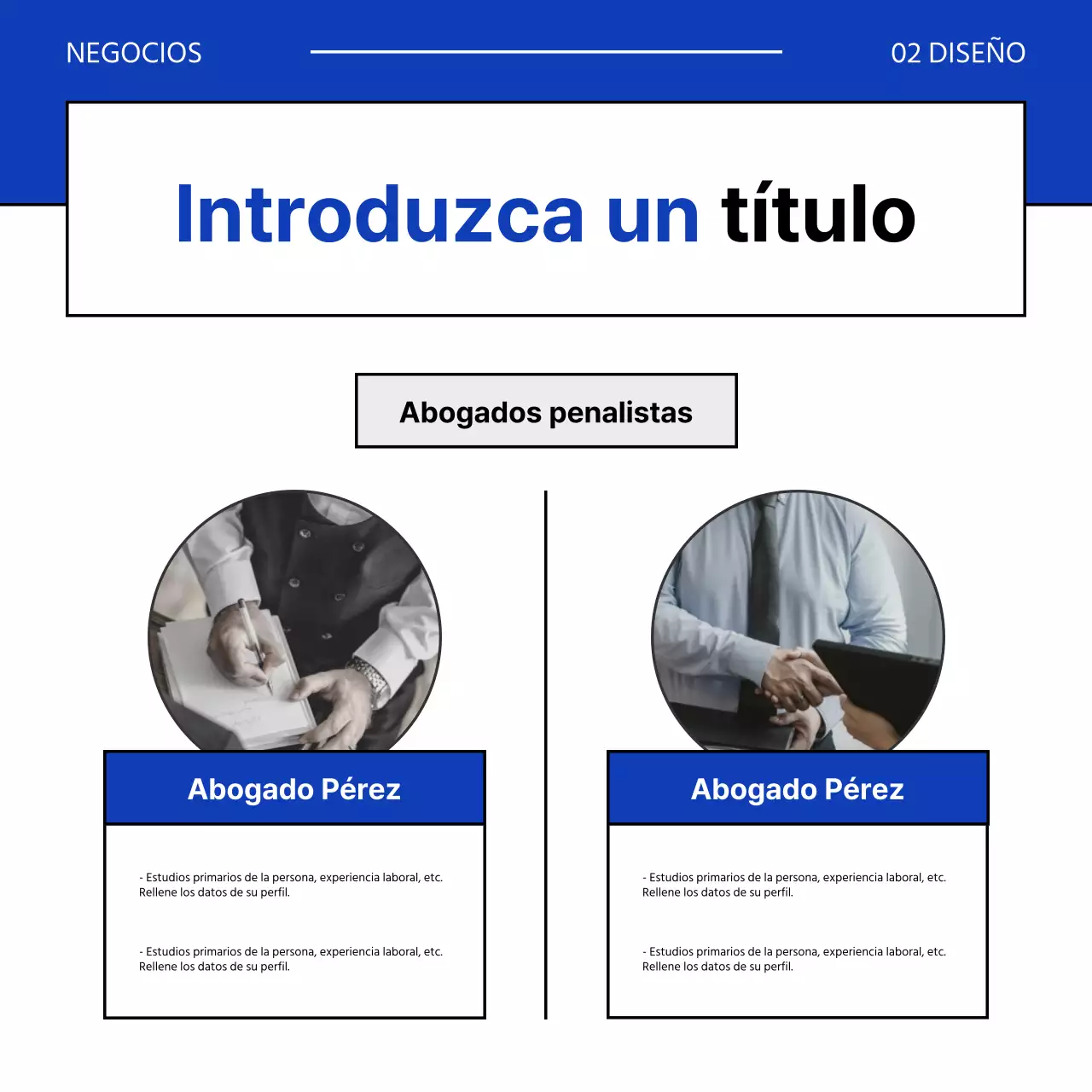 Una sencilla carta de presentación en azul y gris