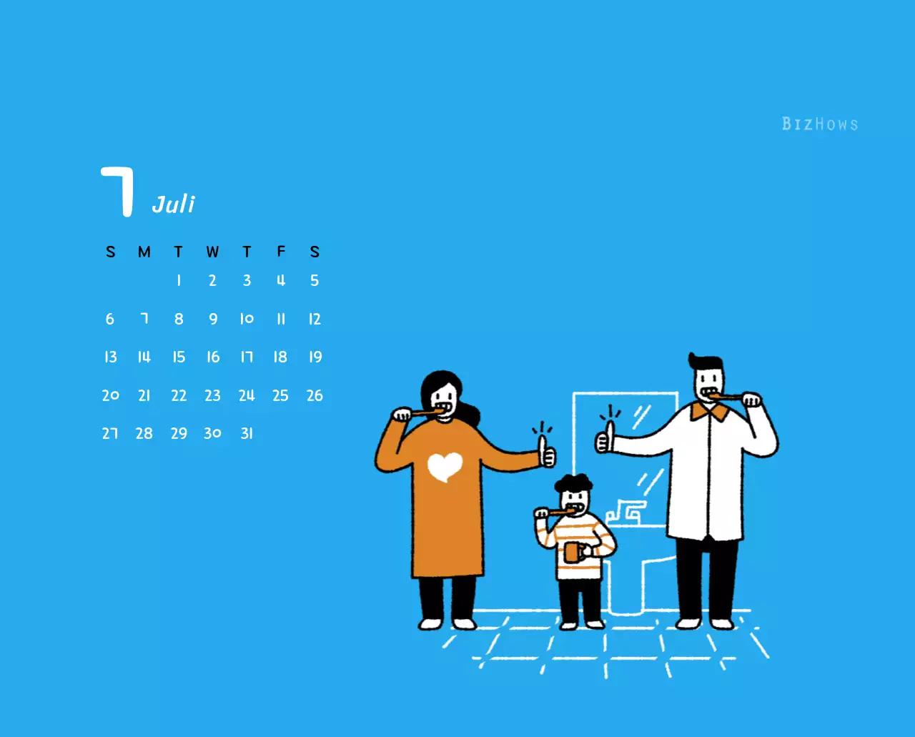 Neujahrskalender mit niedlichen Illustrationen