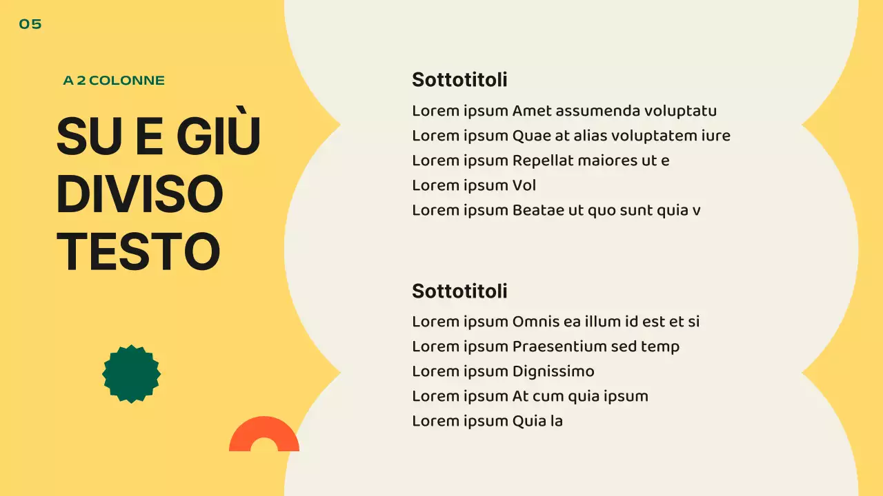 Presentazione kitsch del layout predefinito in arancione e giallo