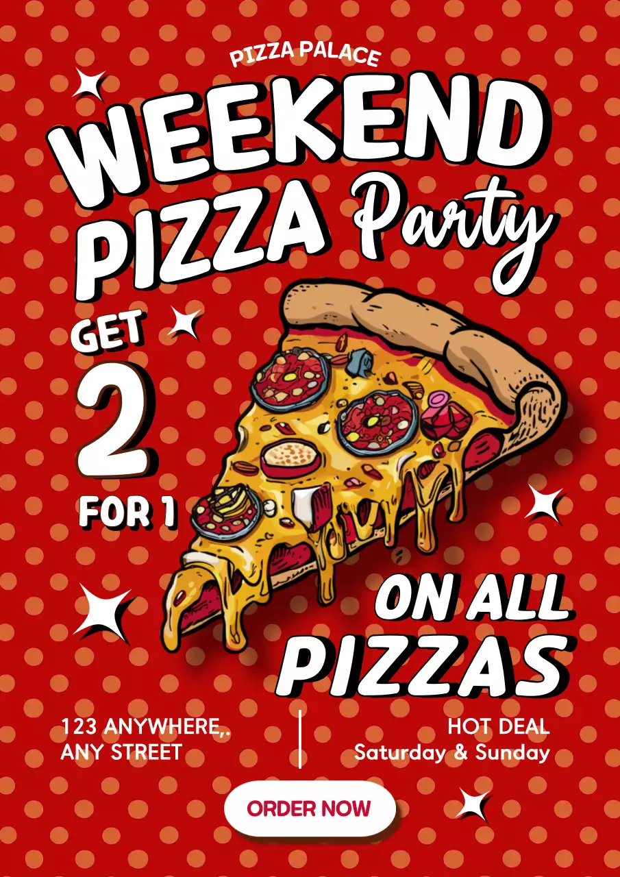 Red Trendy Pizza Promotion Poster