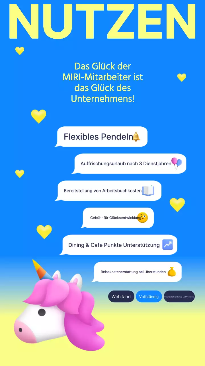 Eine niedliche blau-gelbe Rekrutierungsanzeige