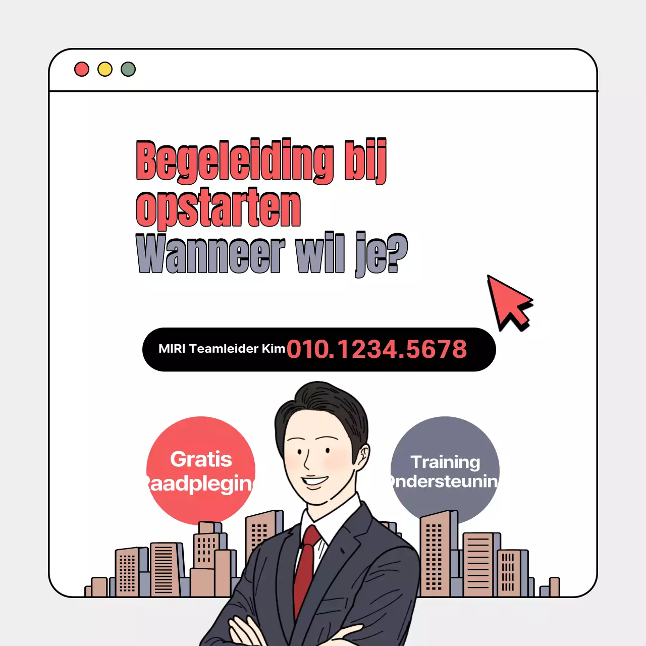 Promoot je counselingdienst voor starters met een rode en grijze UI-feeling