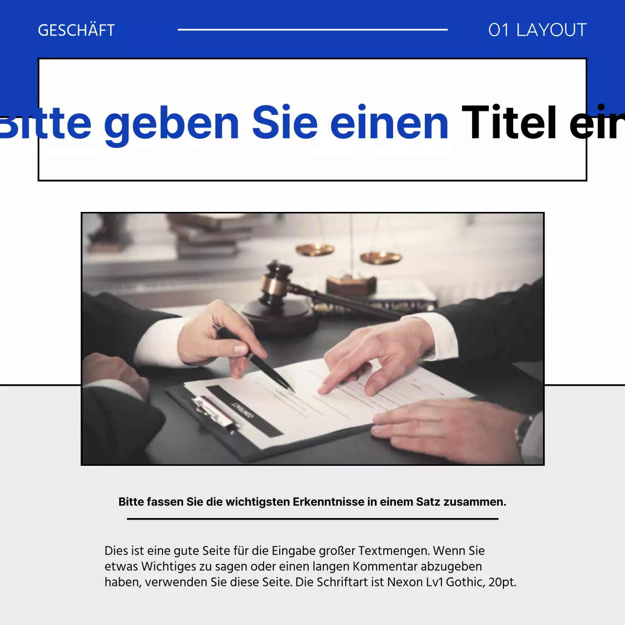 Ein einfaches Geschäftsanschreiben in Blau und Grau