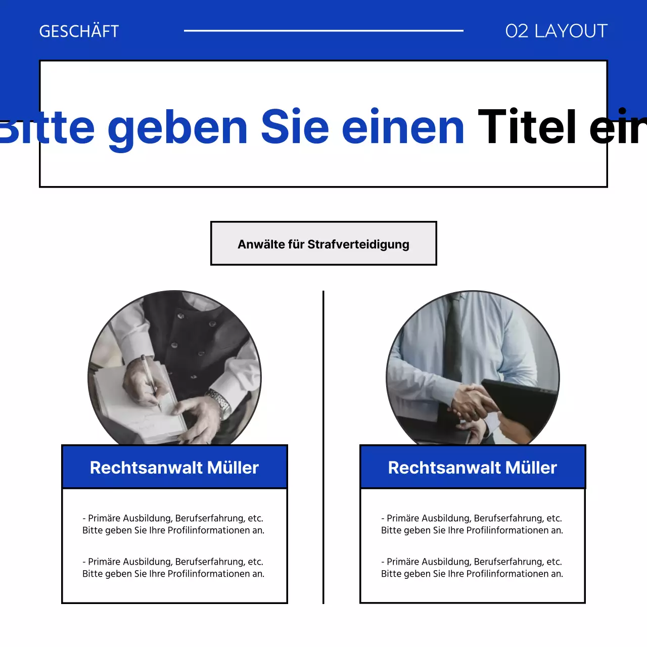 Ein einfaches Geschäftsanschreiben in Blau und Grau