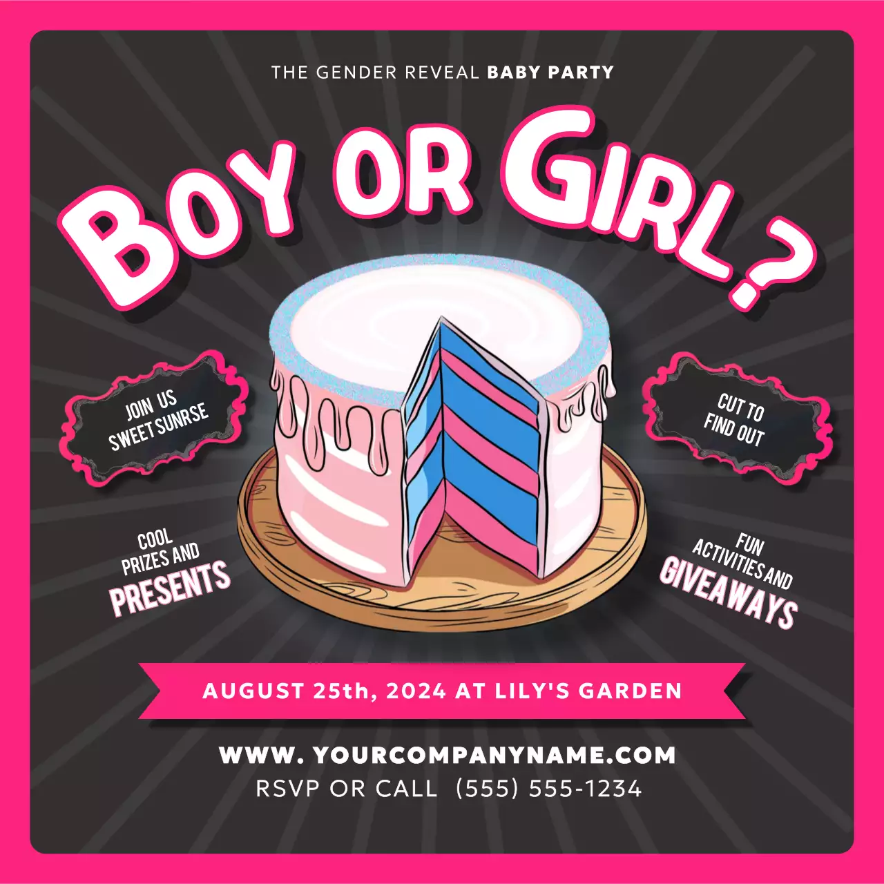 Pink Trendy Baby Invitation Social Media Post