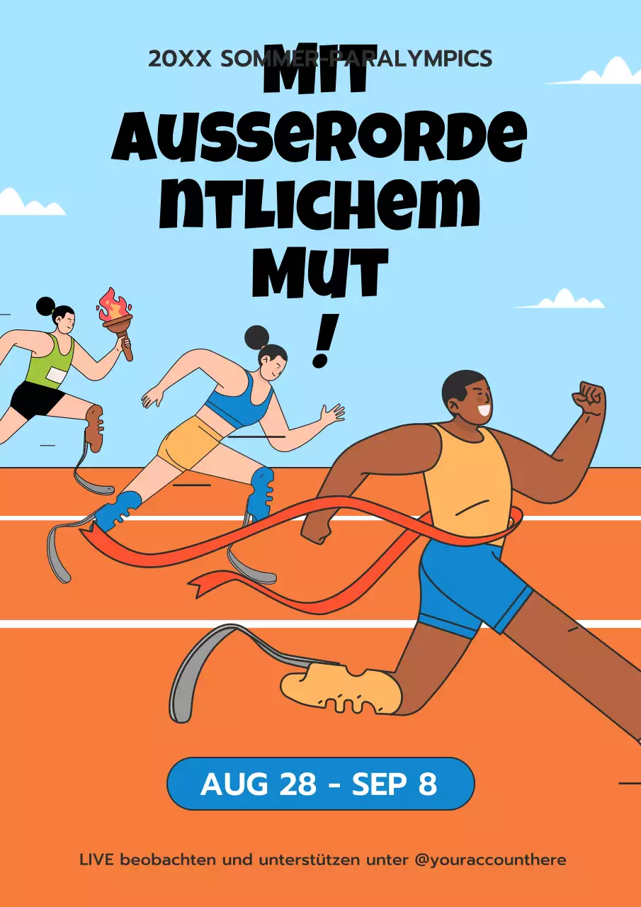 Werbung für die Sommer-Paralympics in Blau und Orange