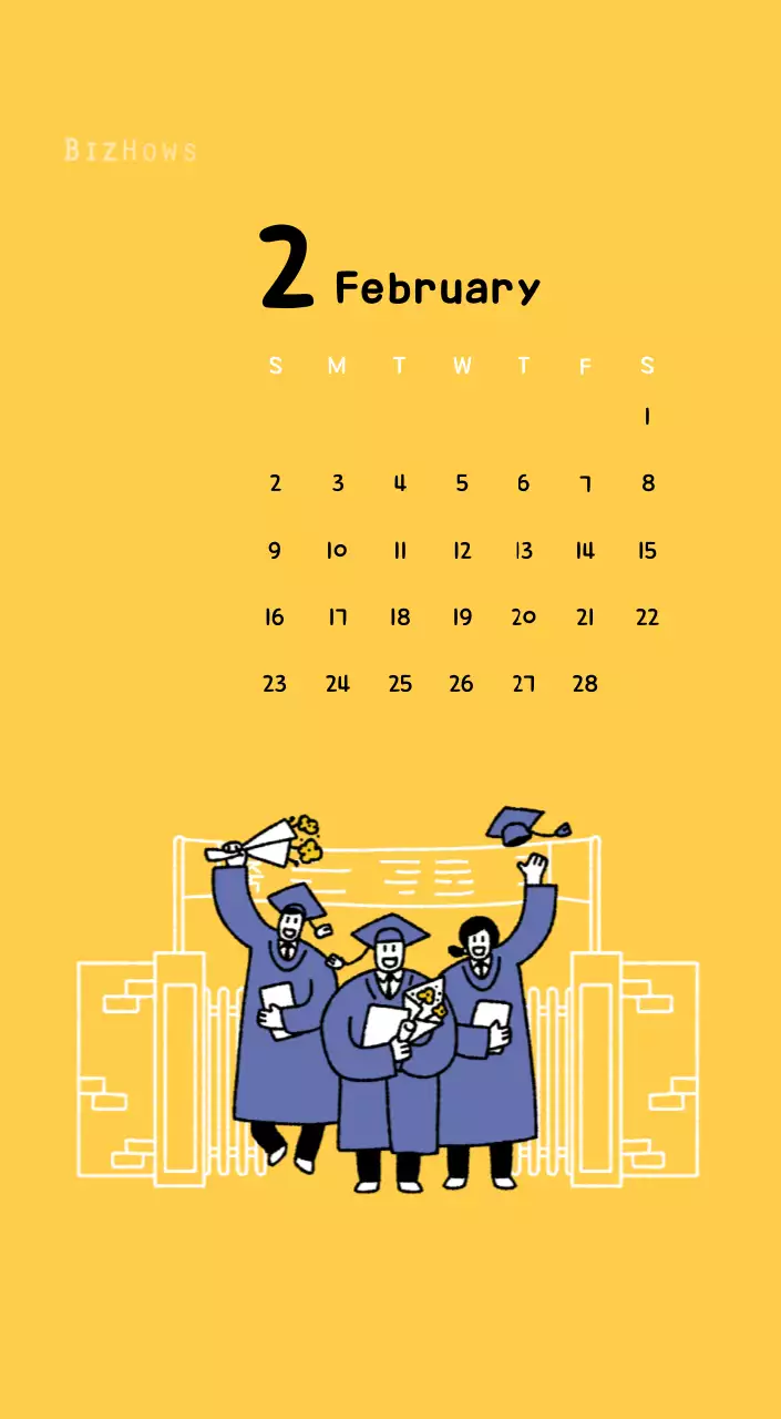 New Year's calendar with cute illustrations