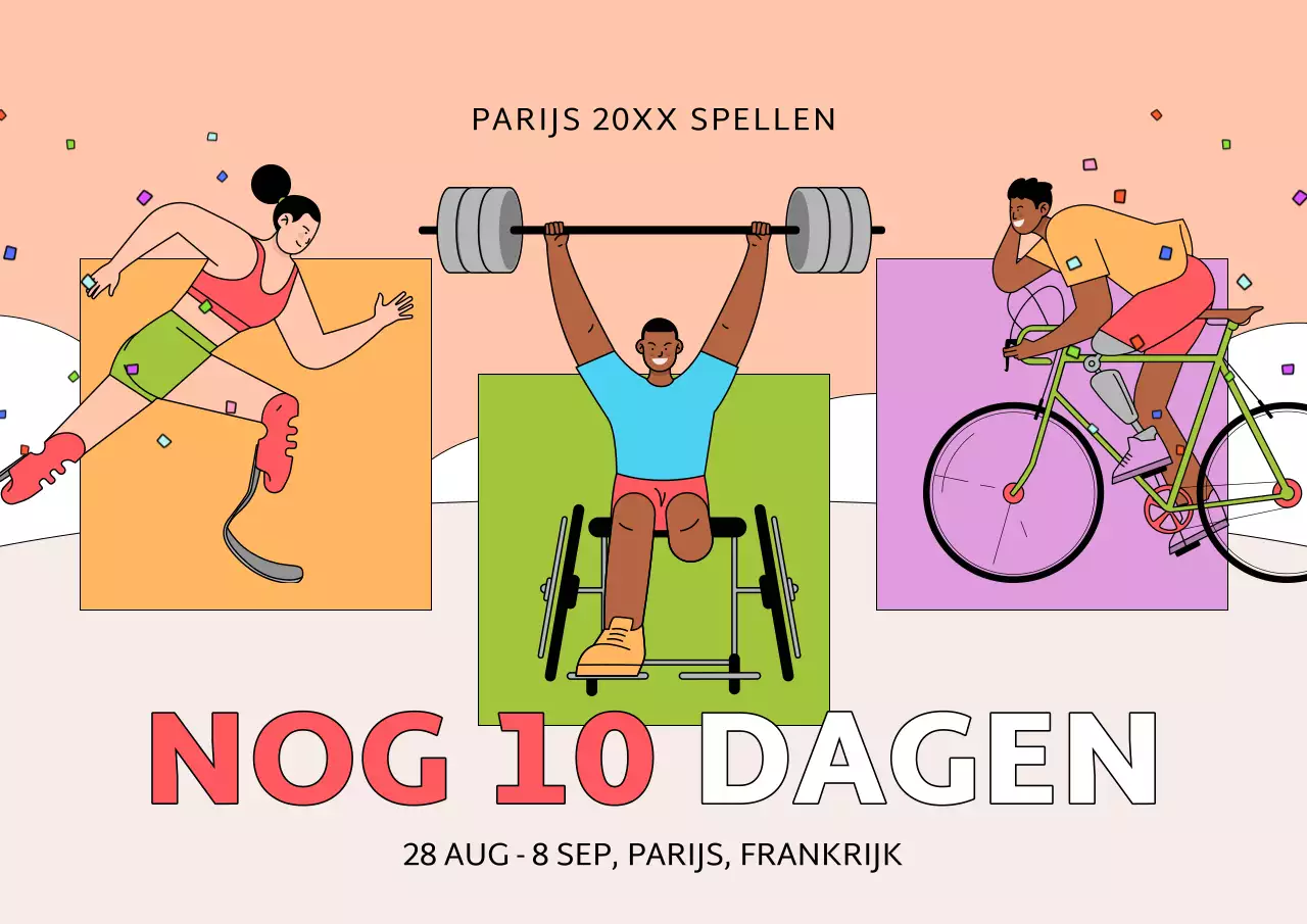 Trendy advertenties voor Para sportevenementen in chartreuse en oranje