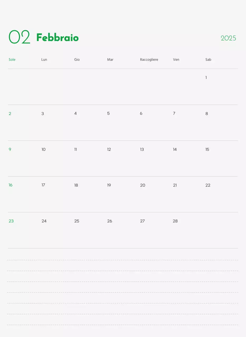 Un calendario con la foto di un cucciolo e un simpatico messaggio in colore verde.
