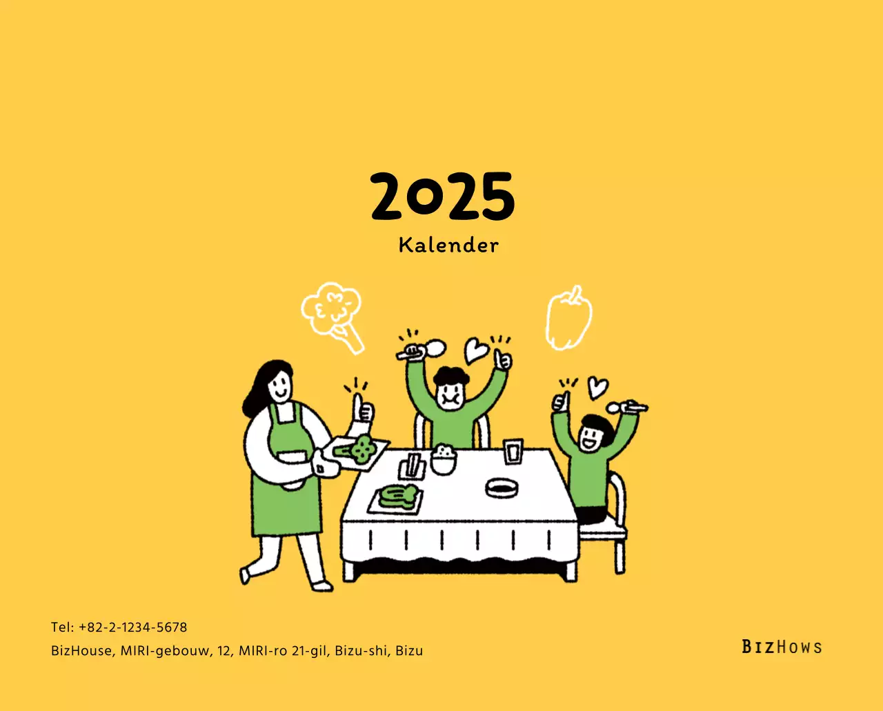 Nieuwjaarskalender met schattige illustraties