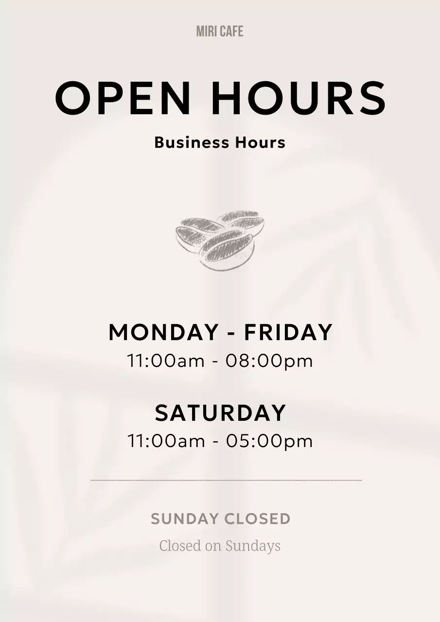 Beige Simple Cafe Notice Poster