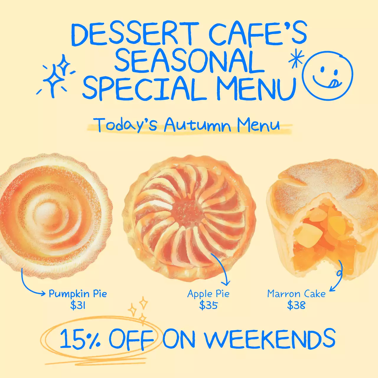 Beige Retro Dessert Menu Social Media Post