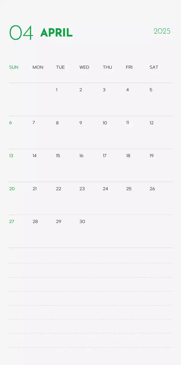 A calendar with a puppy photo and cute message in a green accent color