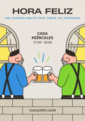Promueva una happy hour moderna en azul y verde lima