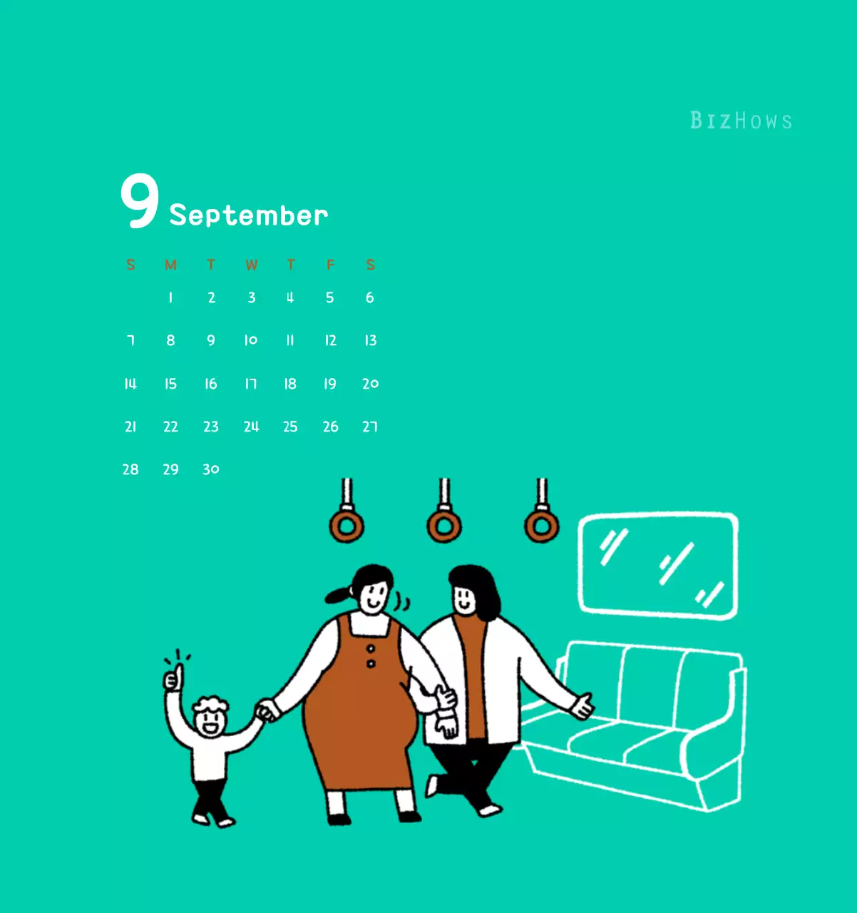 New Year's calendar with cute illustrations
