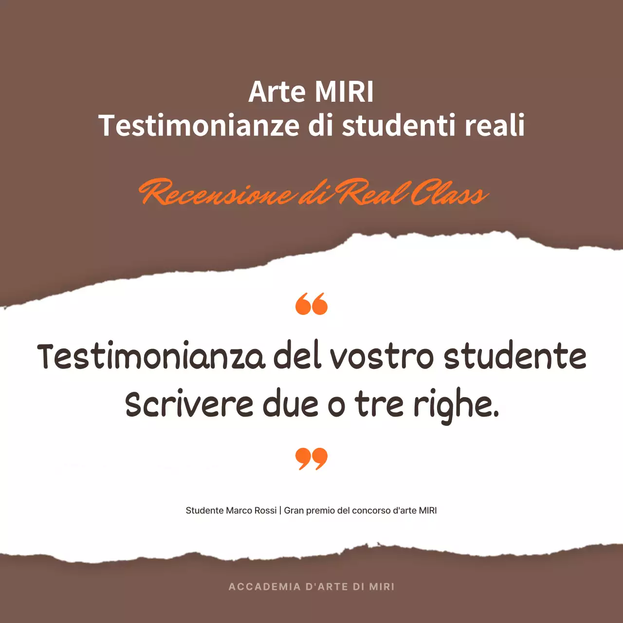 Promuovere testimonial con riflessi marroni e arancioni