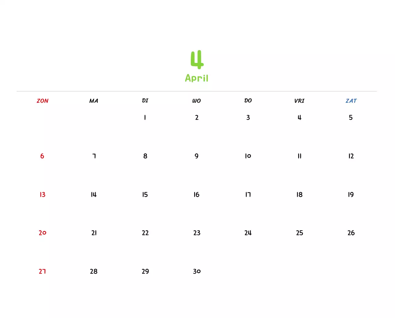 Nieuwjaarskalender met schattige illustraties