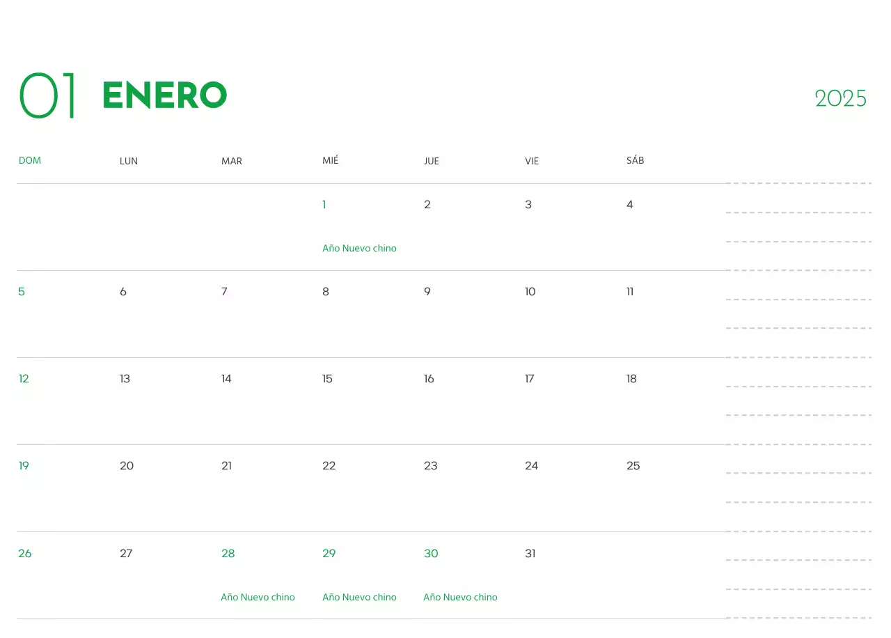 Un calendario con una foto de un cachorro y un bonito mensaje en color verde