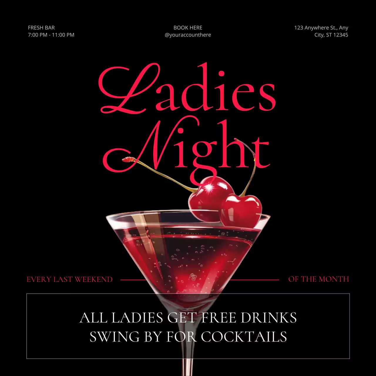 Black Elegant Cocktail Promotion Social Media Post