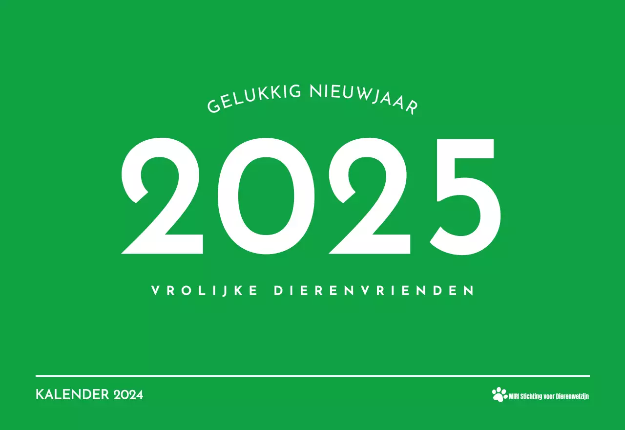 Een kalender met een puppyfoto en een schattige boodschap in groene accentkleur